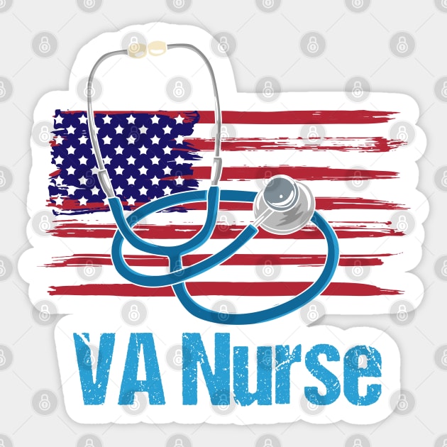 VETERAN AFFAIRS NURSE: VA Nurse American Flag Sticker by woormle